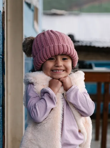 little girl with winter hat